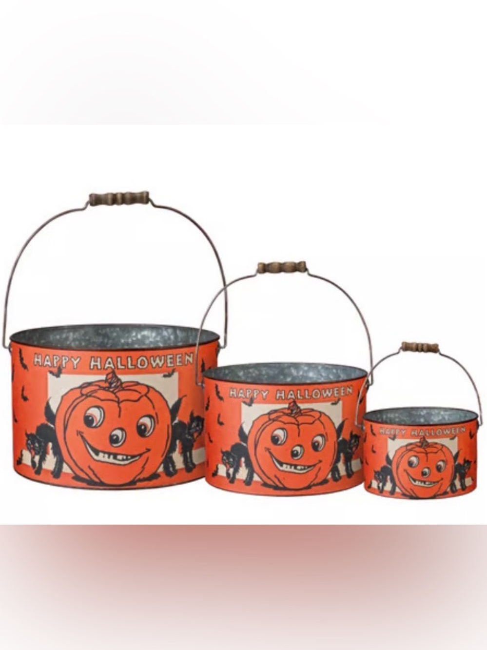 PRIMITIVES BY KATHY NWT 3pc Vintage Happy Halloween Bucket Set